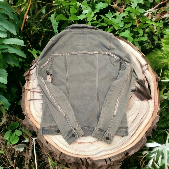 Upcycled Jean denim xs Western style  cowgirl star studded handcrafted chambray - Picture 4 of 13